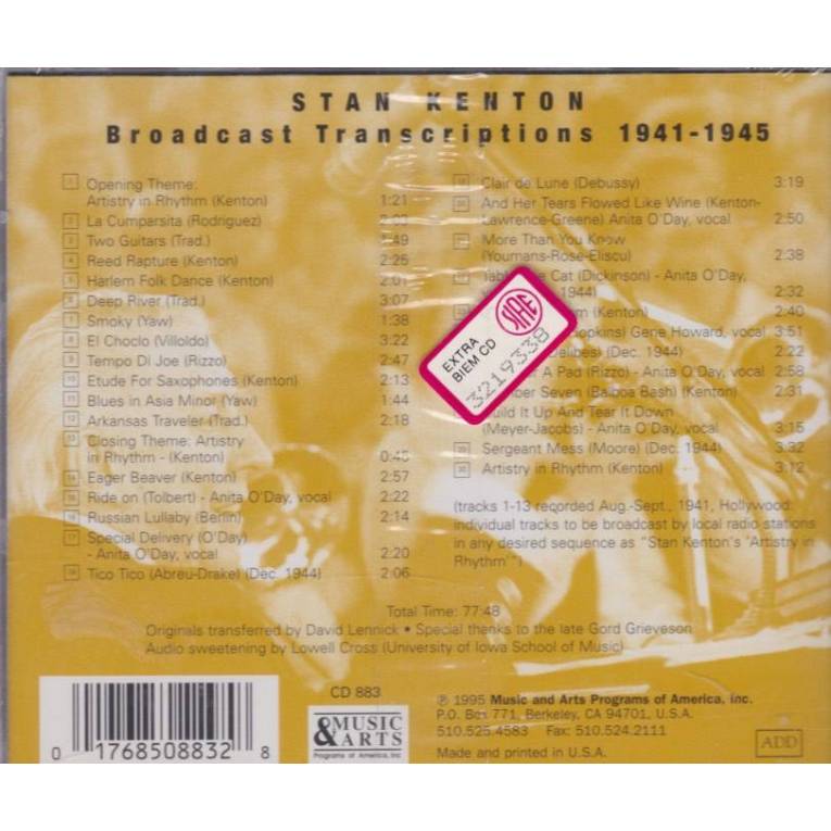 KENTON STAN BROADCAST TRANSCRIPTIONS 1941 1945 Aquarius Age Sagl