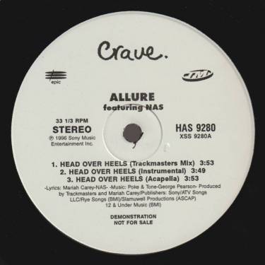 ALLURE - PROMO - HEAD OVER HEELS ( ALBUM - NO RAP - TRACKMASTER MIX - INSTRUMENTAL - ACAPPELLA )