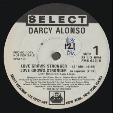 ALONSO DARCY - PROMO - LOVE GROWS STRONGER ( 12" MIX ACAPPELLA RADIO EDIT DUB MIX )