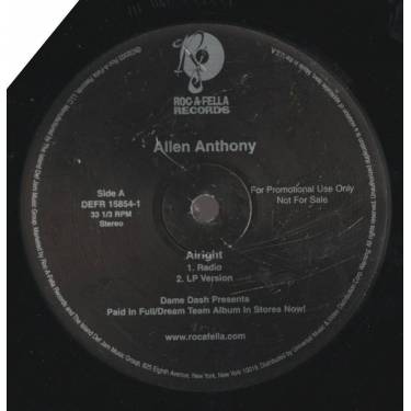 ANTHONY ALLEN - PROMO - ALRIGHT ( RADIO - LP VERSION - INSTRUMENTAL - ACAPPELLA)