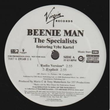 BEENIE MAN - PROMO - THE SPECIALISTS ( RADIO VERSION - EXPLICIT  - INSTRUMENTAL - A CAPPELLA )