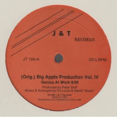BIG APPLE PRODUCTION  - VOL IV - GENIUS AT WORK / LOVE IS THE MESSAGE ( REMIX ) / GENIUS AT WORK