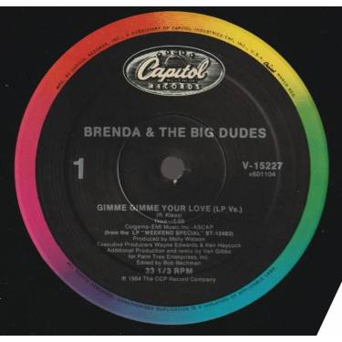 BRENDA & THE BIG DUDES  - GIMME GIMME YOUR LOVE ( LP VERSION - SINGLE VERSION ) / CAN'T STOP THE FEELING