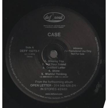 CASE - PROMO - MISSING YOU / NOT YOUR FRIEND / CROOKED LETTER / SHINE / WISHFUL THINKING