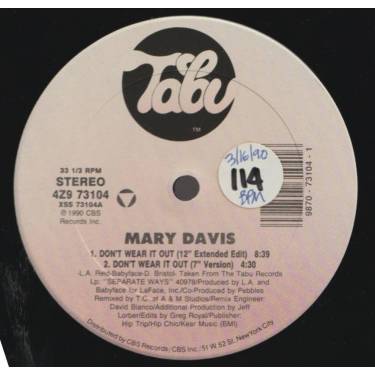 DAVIS MARY - DON'T WEAR IT OUT ( 12" EXTENDED MIX - 7" VERSION - INSTR - PERCUSSAPELLA )