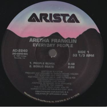FRANKLIN ARETHA - EVERYDAY PEOPLE feat REMIXES BY SHEP PETTIBONE ( PEOPLE REMIX - BONUS BEATS - EVERYDAY REMIX - PEOPLE DUB )