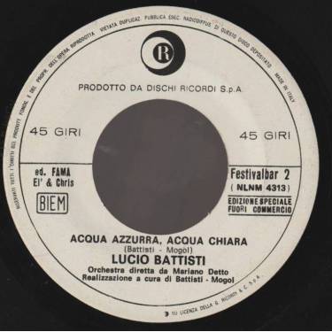 BATTISTI LUCIO / PASCAL - ACQUA AZZURRA ACQUA CHIARA / AMORE SICILIANO