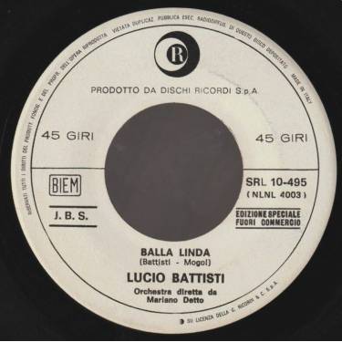 BATTISTI LUCIO / RICKY GIANCO - BALLA LINDA / UN AQUILONE