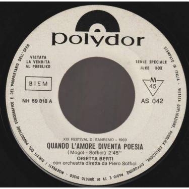 BERTI ORIETTA /ARMANDO SAVINI - QUANDO L'AMORE DIVENTA POESIA / NON C'E' CHE LEI