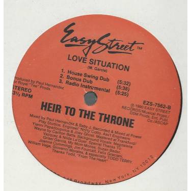 HEIR TO THE THRONE - LOVE SITUATION ( DANCE VOCALS - RADIO VERSION - HOUSE SWING DUB - BONUS DUB - RADIO INSTR )