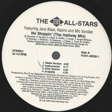 JIVE ALL STARS THE - NO STOPPIN ( THE HALLWAY MIX ) / NO STOPPIN ( THE STAIRCASE MIX )