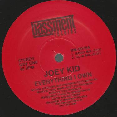 JOEY KID - EVERYTHING I OWN ( RADIO MIX - CLUB MIX - HOUSE MIX - CONGAPELLA )