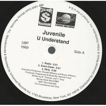 JUVENILE - PROMO - U UNDERSTAND ( RADIO - EXTRA CLEAN - DIRTY - INSTR - ACAPPELLA )