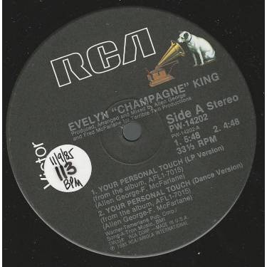 KING EVELYN " CHAMPAGNE " - YOUR PERSONAL TOUCH ( LP VERSION - DANCE ) / TALKING IN MY SLEEP