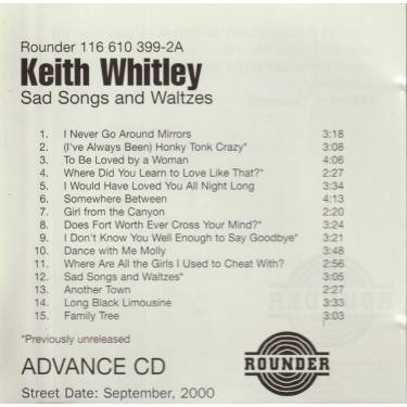 WHITLEY KEITH - SAD SONGS AND WALTZES