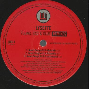 LYSETTE - YOUNG SAD & BLUE QUENT BOOGIE / LIL B / JAZZE PHA REMIXES ( MAIN MIX - ACAPPELLA - INSTR )