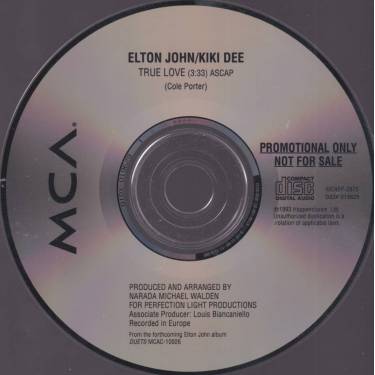 JOHN ELTON / KIKI DEE - TRUE LOVE  1 TRACK PROMO